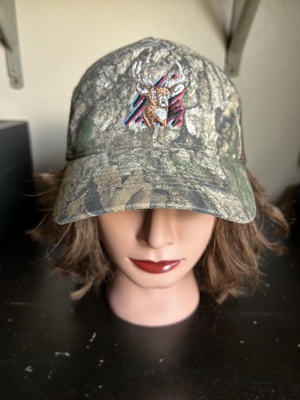 Camo Buck Embroidered Baseball Cap - Green